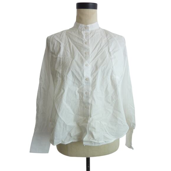 NWT Everlane The Oversized Raglan Shirt XXS White Button Down Mandarin Collar - Picture 1 of 6